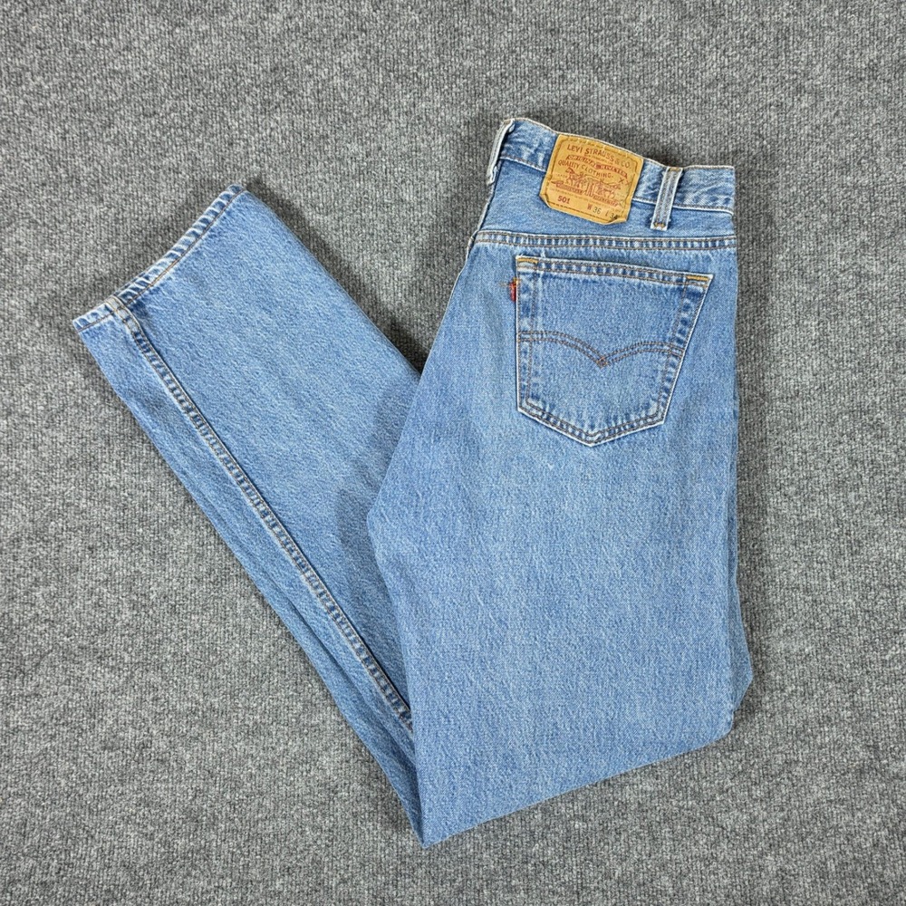 Vintage 1992 Levis 501 Mens USA Light Wash Button Fly Jeans Tag 36x34 Act 32x31